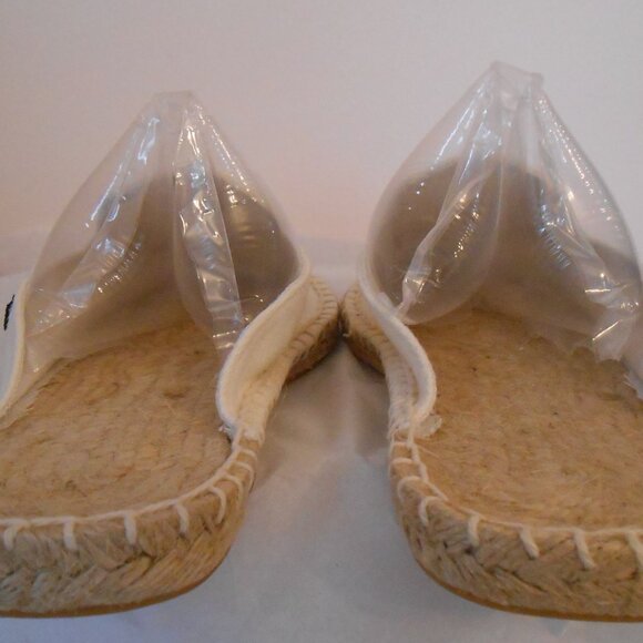 Unisex Ivory Canvas Mules Flat Slip Ons-Men's 8.5/9 Women's 11/11.5-EU 42-Altxic - Picture 5 of 7